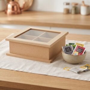 Caja de Te tapa de Vidrio 4 divisiones